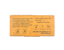 Load image into Gallery viewer, Side of box of birthday candles by Happy Organics