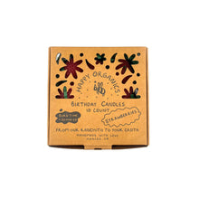 Load image into Gallery viewer, Front of box of birthday candles shaped like strawberries by Happy Organics
