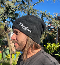 Load image into Gallery viewer, Dark gray beanie hat with 'Merrihew's est 1947' written on side
